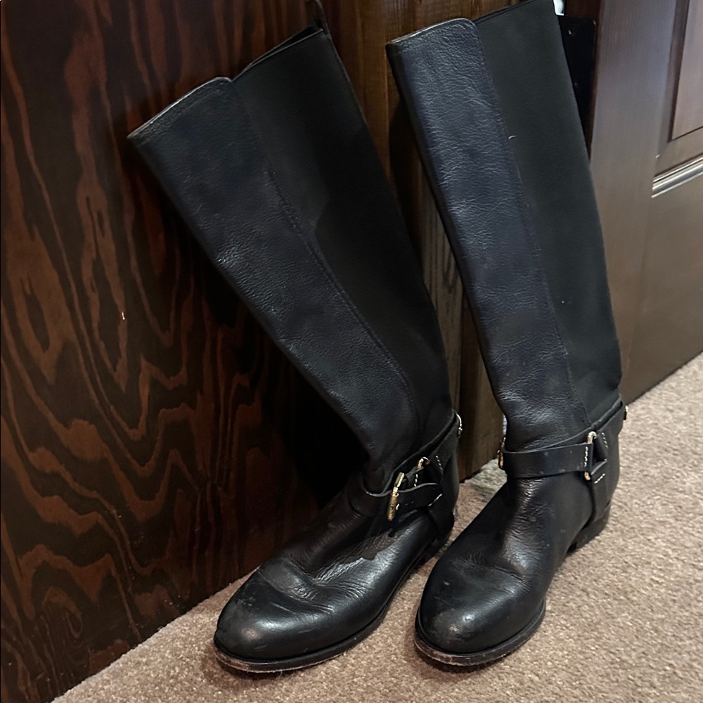 Ralph Lauren Dark Leather Heeled Boots